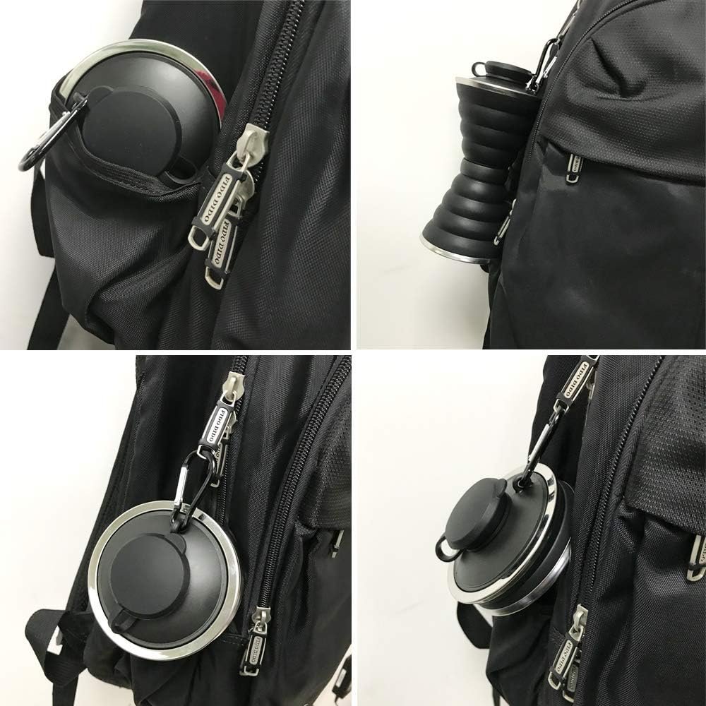 Collapsible Water Bottle, Camping Cup With Carabiner, Reuseable Silicone Foldable Leak Proof Portable Sports Travel Water Bottles For Outdoor, Travel Gym Hiking, BPA Free, Cycling Cups with Carabiner - Image 3