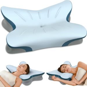 Cervical Pillow for Neck Pain Relief – Ergonomic Neck Pillow for Sleeping Contour Memory Foam Pillows with Cooling Pillowcase, Orthopedic Bed Pillow for Side Back Stomach Sleepers