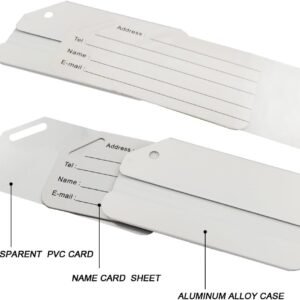 Aluminum Luggage Tags, Luggage Tag Holders for Travel Luggage Baggage Identifier by Ovener (2Pack Silver)