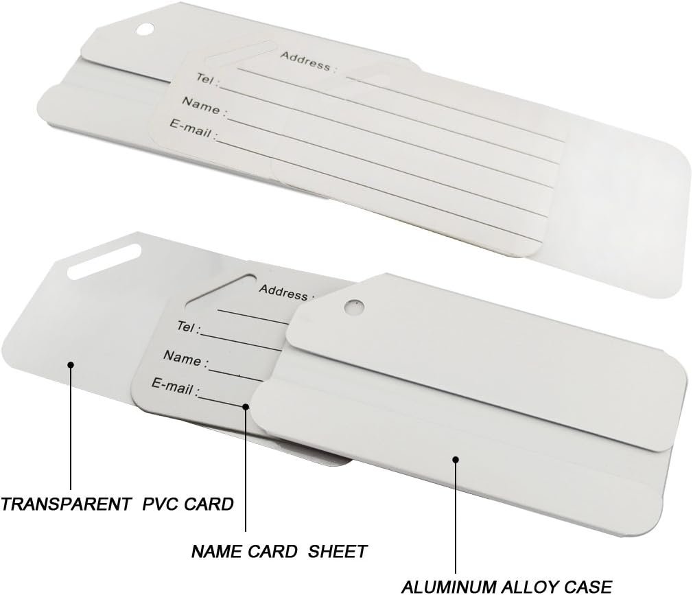 Aluminum Luggage Tags, Luggage Tag Holders for Travel Luggage Baggage Identifier by Ovener (2Pack Silver) - Image 2