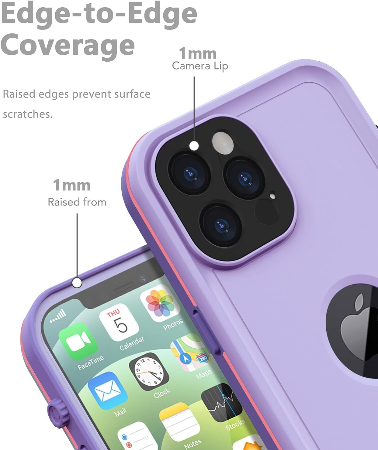 for iPhone 12 Pro Max Case, Waterproof, Full Body Shockproof Cover with Screen Protector for iPhone 12 Promax - Purple - Image 2