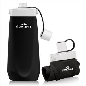 Collapsible Water Bottles,20oz Reusable Silicone Foldable Water Bottle,Portable Leak-proof Travel Water Bottle for Traveling Camping Hiking Cycling Yoga Sports Outdoor