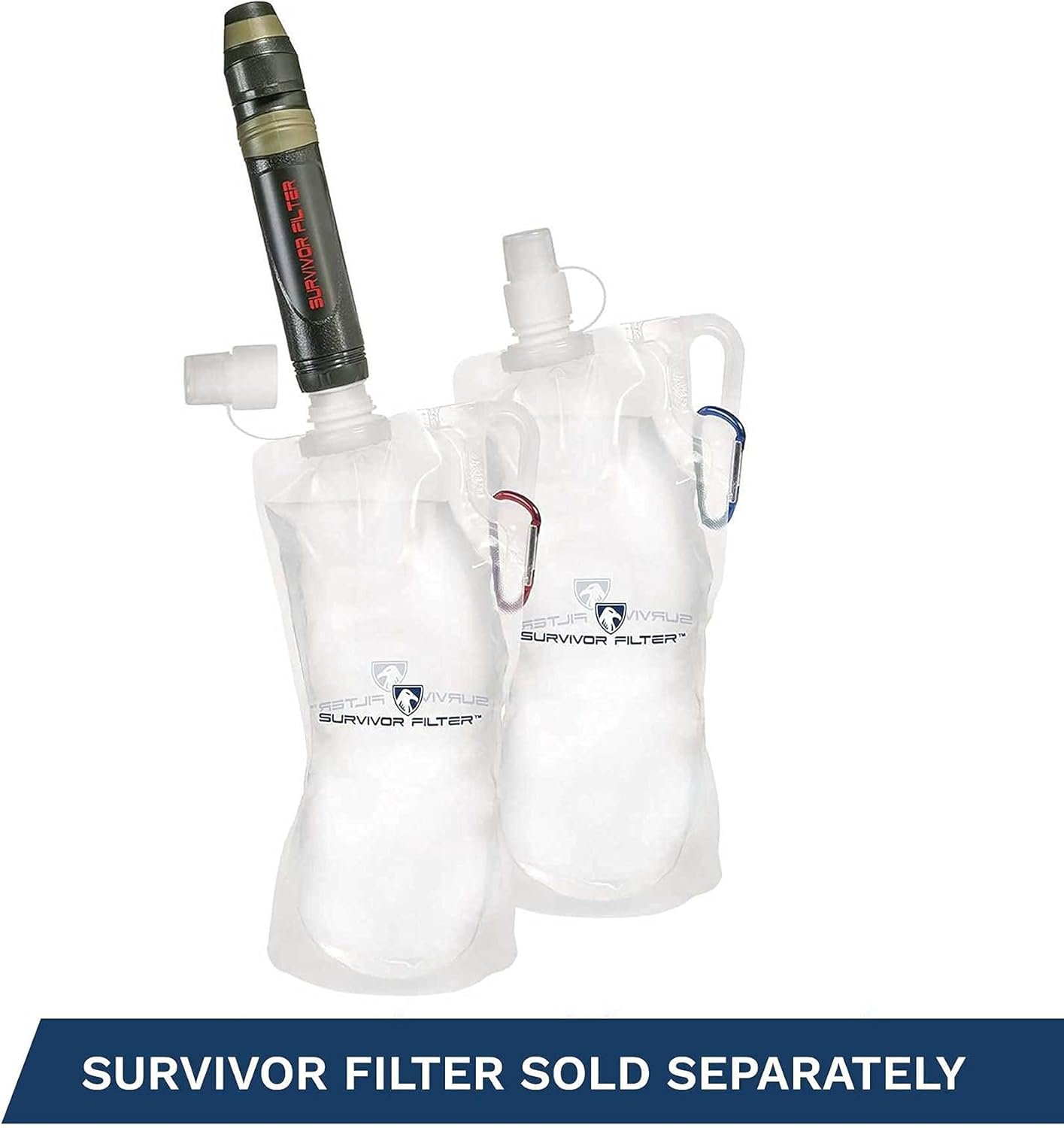 Survivor Filter Clear Collapsible Water Bottles - Travel, Hiking, Foldable, BPA-Free - 2 x - Image 8