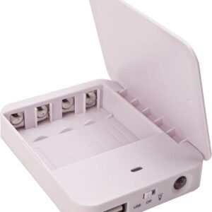 4AA Operated Battery Powered Phone Charger Holder, Battery Holder for Emergency Charging, Portable USB Charging Stand with 4 Battery Slots (Batteries Not Included)