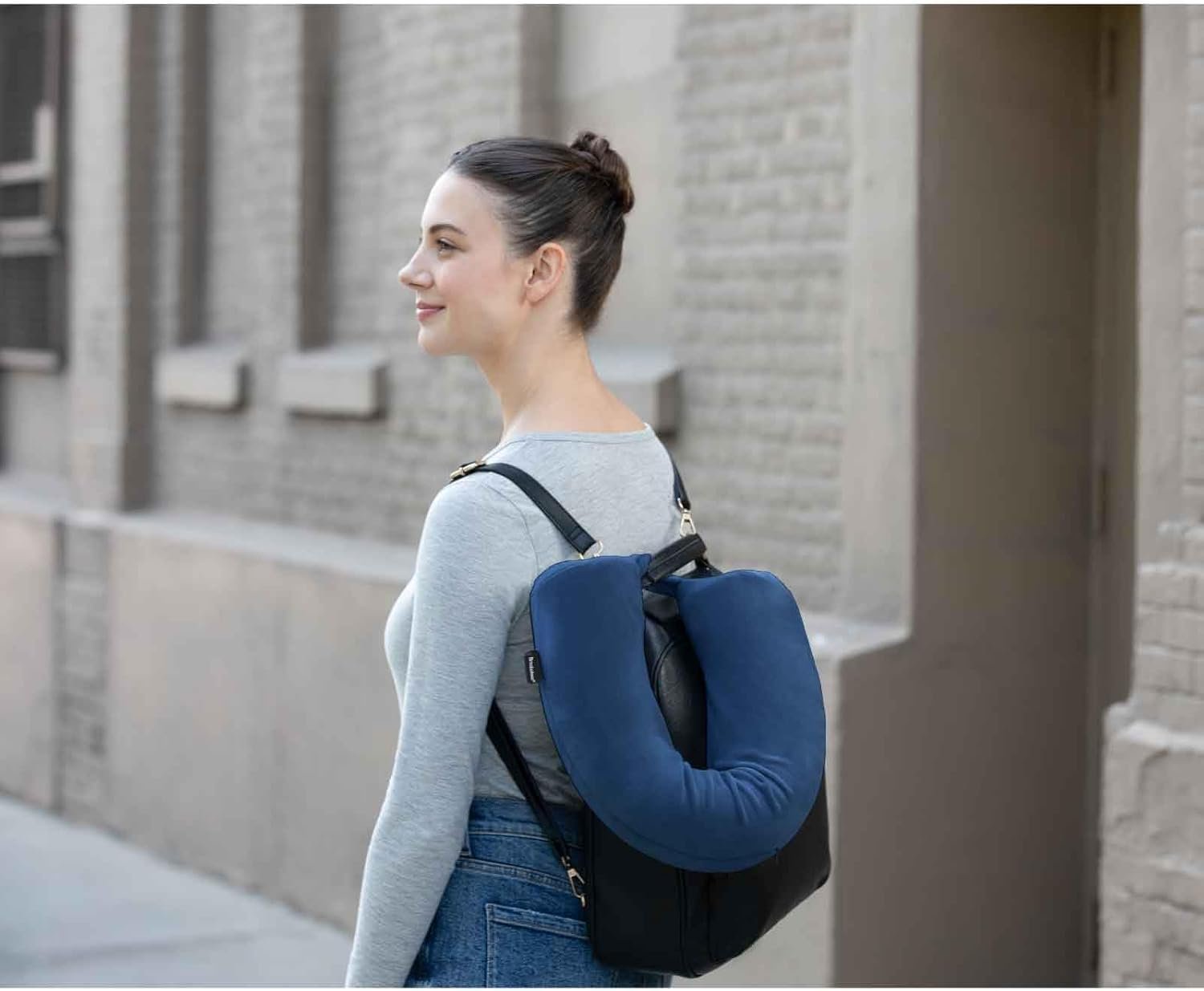 Brookstone Free Form Travel Pillow - Lightweight Flexible Memory Foam Travel Neck Pillow for Sleeping, Car, Airplane & Travel Support, Blue - Image 6