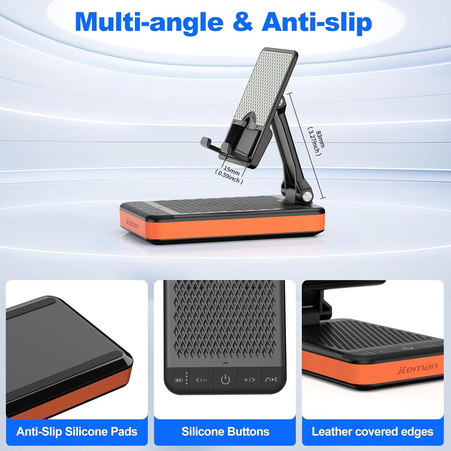 JTEMAN Bluetooth Speaker Phone Stand with Power Bank,Portable Foldable Charging Speaker Stand,Birthday Gifts for Men and Women Tech Gadgets - Image 8