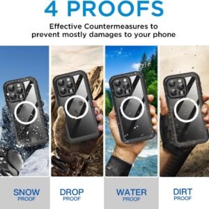 AICase Waterproof Case for iPhone 16 Pro Max(6.9″) with MagSafe Clear Water Proof,Snowproof,Dustproof and Shockproof,IP68 Real 360 Full Body Protection Underwater Cover for iPhone 16 Pro Max