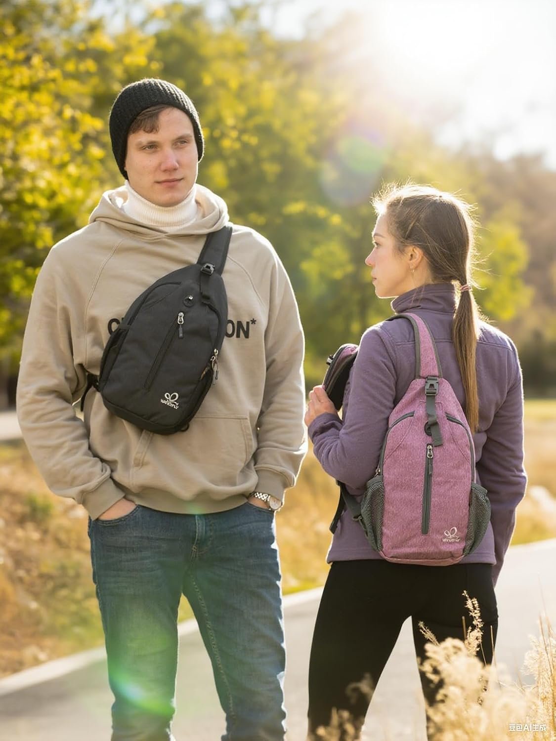 WATERFLY Crossbody Sling Backpack Sling Bag Travel Hiking Chest Bag Daypack (Black) - Image 9