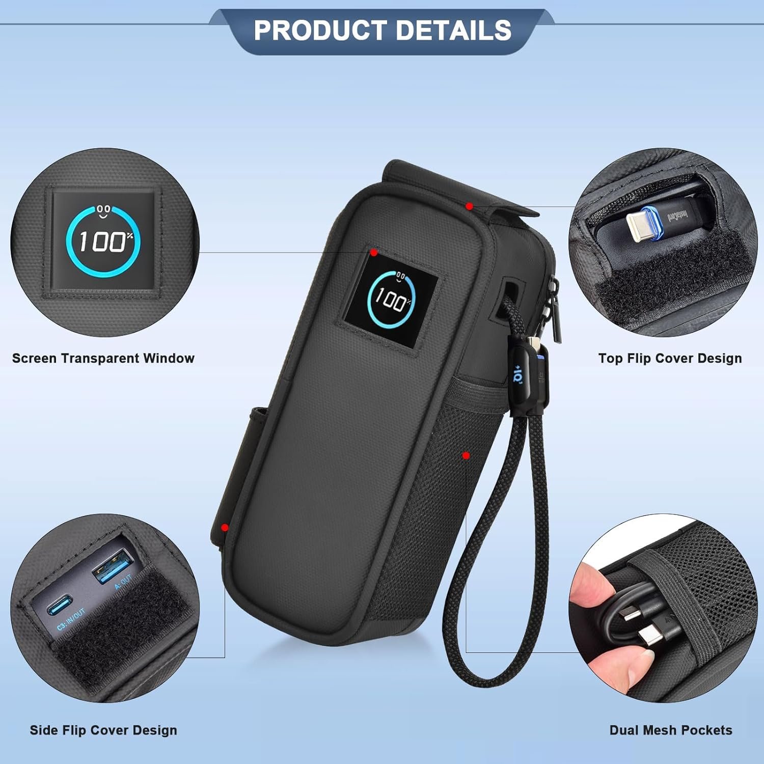 Case Compatible with Anker Laptop Power Bank 25,000mAh, Travel Carrying Holder for Portable Charger with Triple 100W USB-C Ports &Cables for Business Air Travel /Camping /Adventure Sports (Bag Only) - Image 4