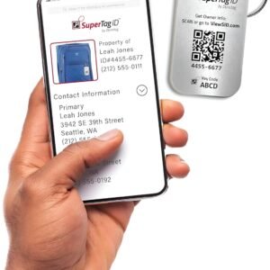 Dynotag® Sentry Series Solid Metal Web Enabled Smart Luggage Tag ID + Steel Loop, Anodized Aluminum with DynoIQ™ & Lifetime Recovery Service (Frost Silver)