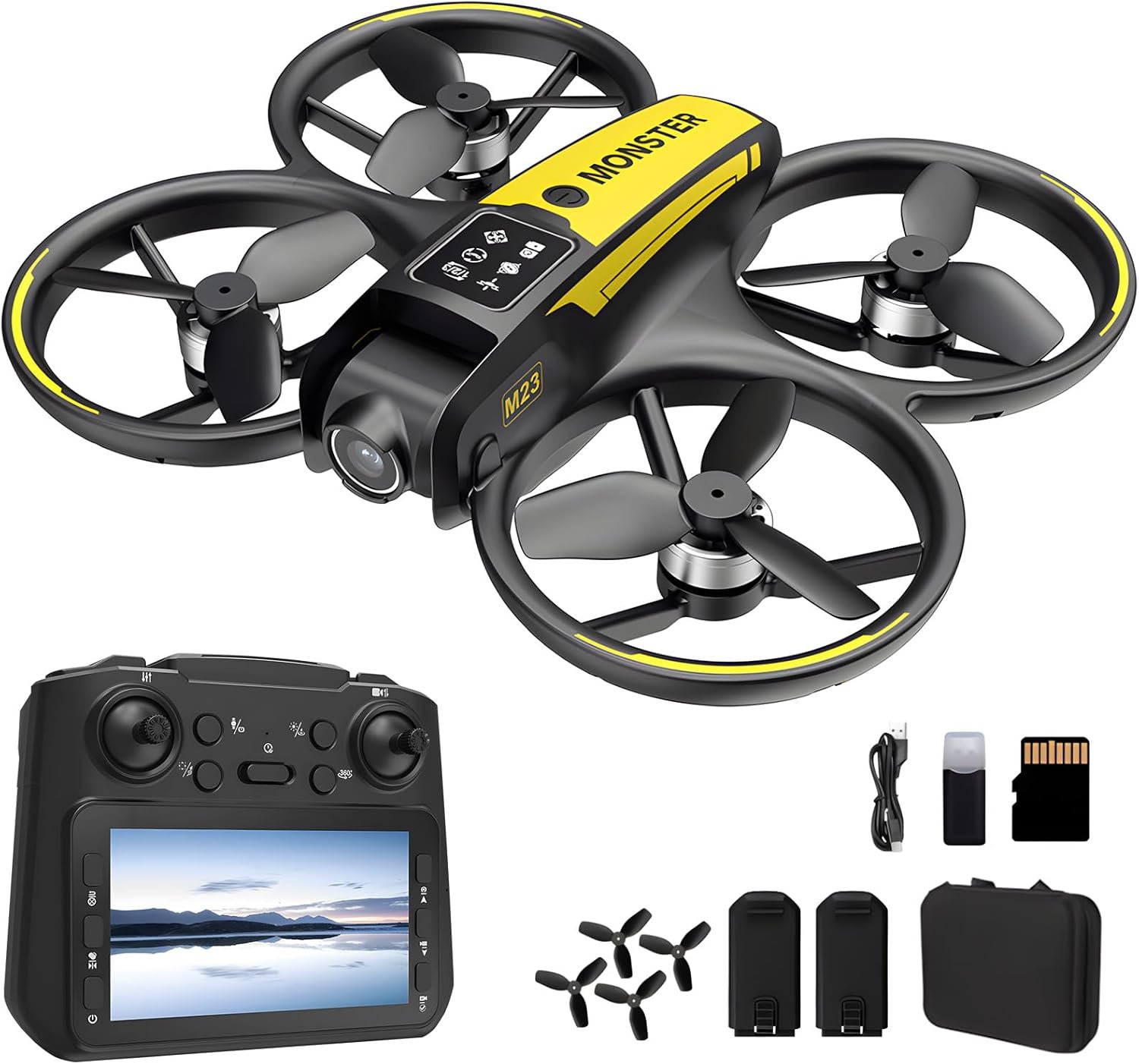 Drone for Kids with Camera and 4.5" Screen Remote – Beginner RC Drone with Brushless Motor, Optical Flow Hover, One-Key Takeoff, FPV Video, 2 Batteries