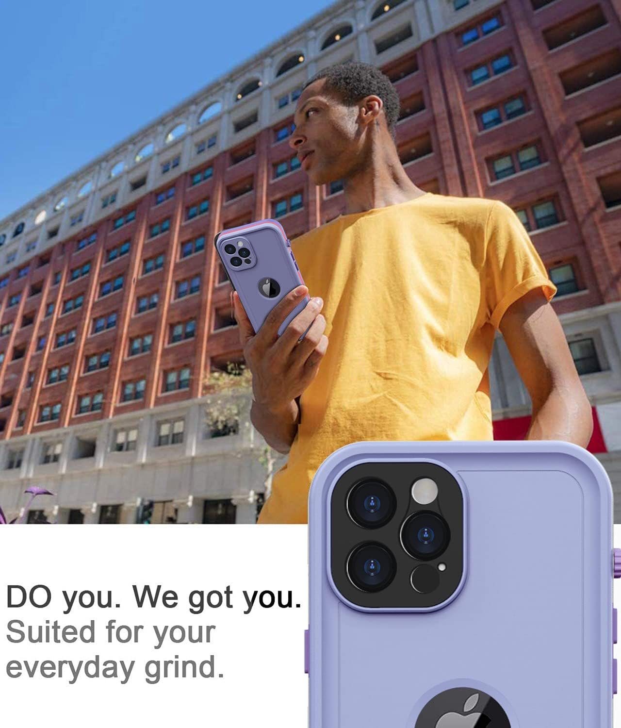 for iPhone 12 Pro Max Case, Waterproof, Full Body Shockproof Cover with Screen Protector for iPhone 12 Promax - Purple - Image 7