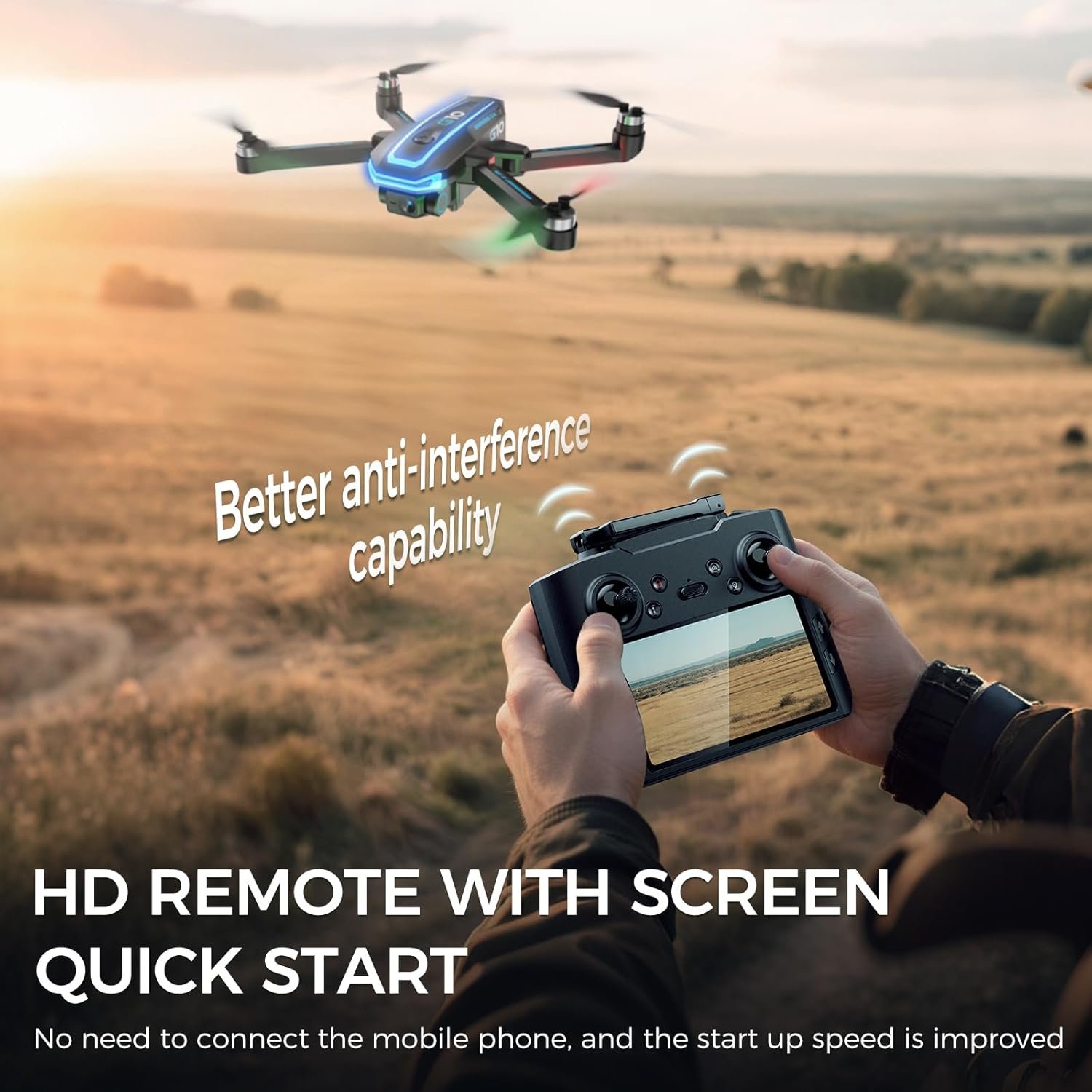 GPS Drone with 4K HD Camera EIS for Adults, 4.5 inch Screen on Remote Controller,FPV RC Drones with Auto Return, Follow Me and Lightweight,,2 PCS Batteries for Long Flight Time,Easy Fly Quadcopter for Kids & Beginners,Under 250g - Image 4