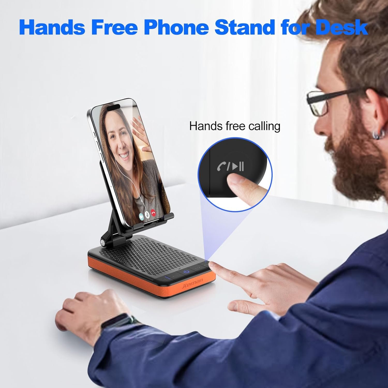 JTEMAN Bluetooth Speaker Phone Stand with Power Bank,Portable Foldable Charging Speaker Stand,Birthday Gifts for Men and Women Tech Gadgets - Image 7