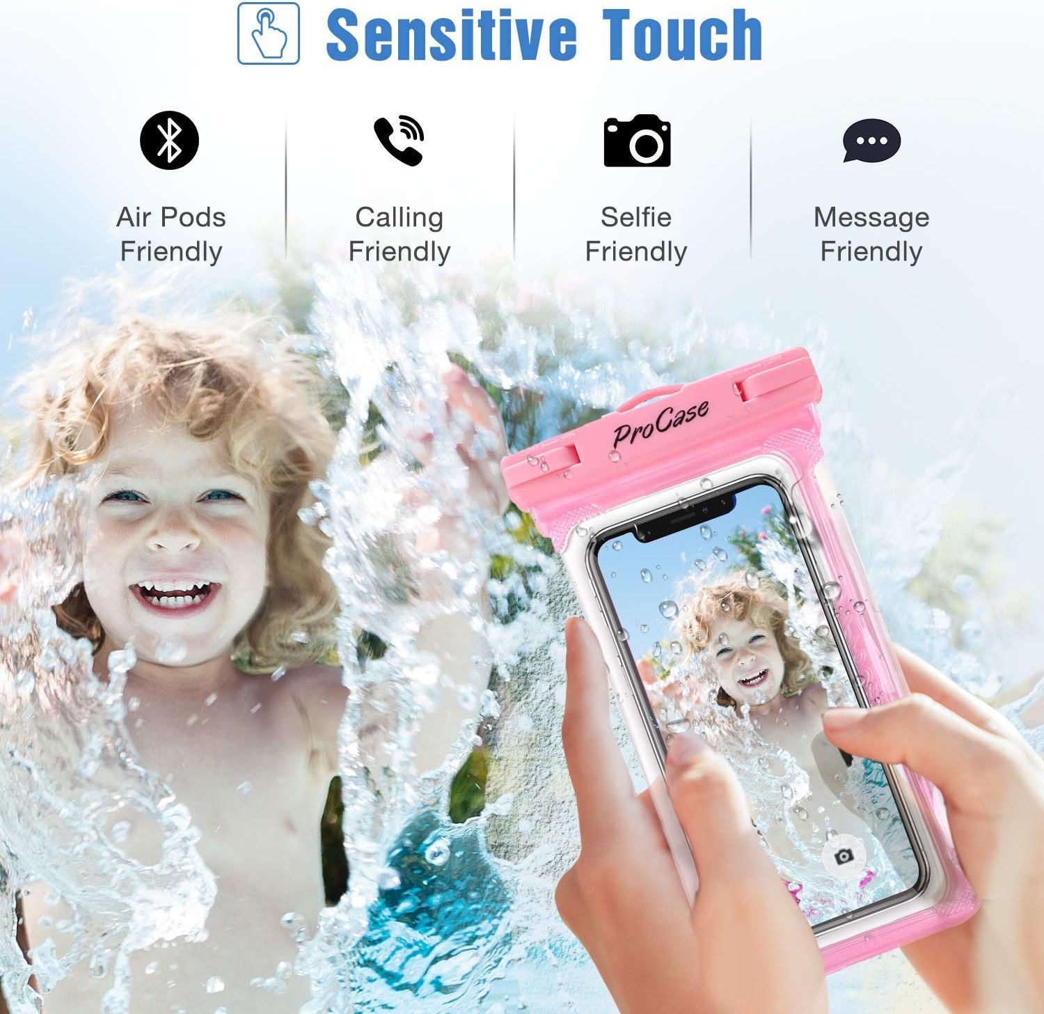 ProCase 2 Pack Waterproof Phone Pouch, Underwater Phone Case Up to 7", Dry Bag for iPhone 17 Air 16 15 14 13 Pro Plus Max, Galaxy S24 S23 S22 Ultra Pixel, Beach Essentials -Pink & Black - Image 4