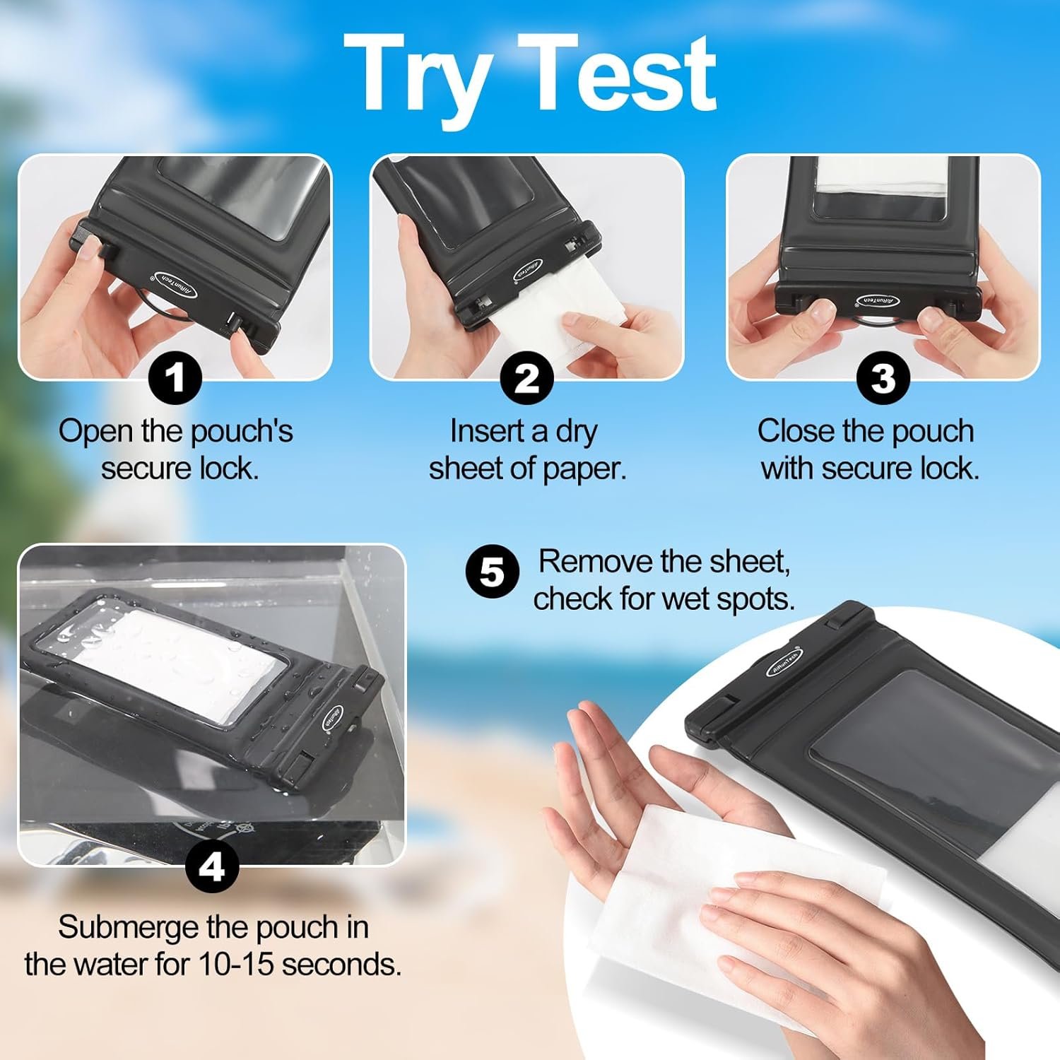 AiRunTech Waterproof Phone Pouch,Double Seal Floating Phone Case for Swimming Kayak Paddle Board,Protector iPhone 17 16 15 14 13, River Lake Canoe Boating Beach Accessories(Iridescent Pink+Black) - Image 9