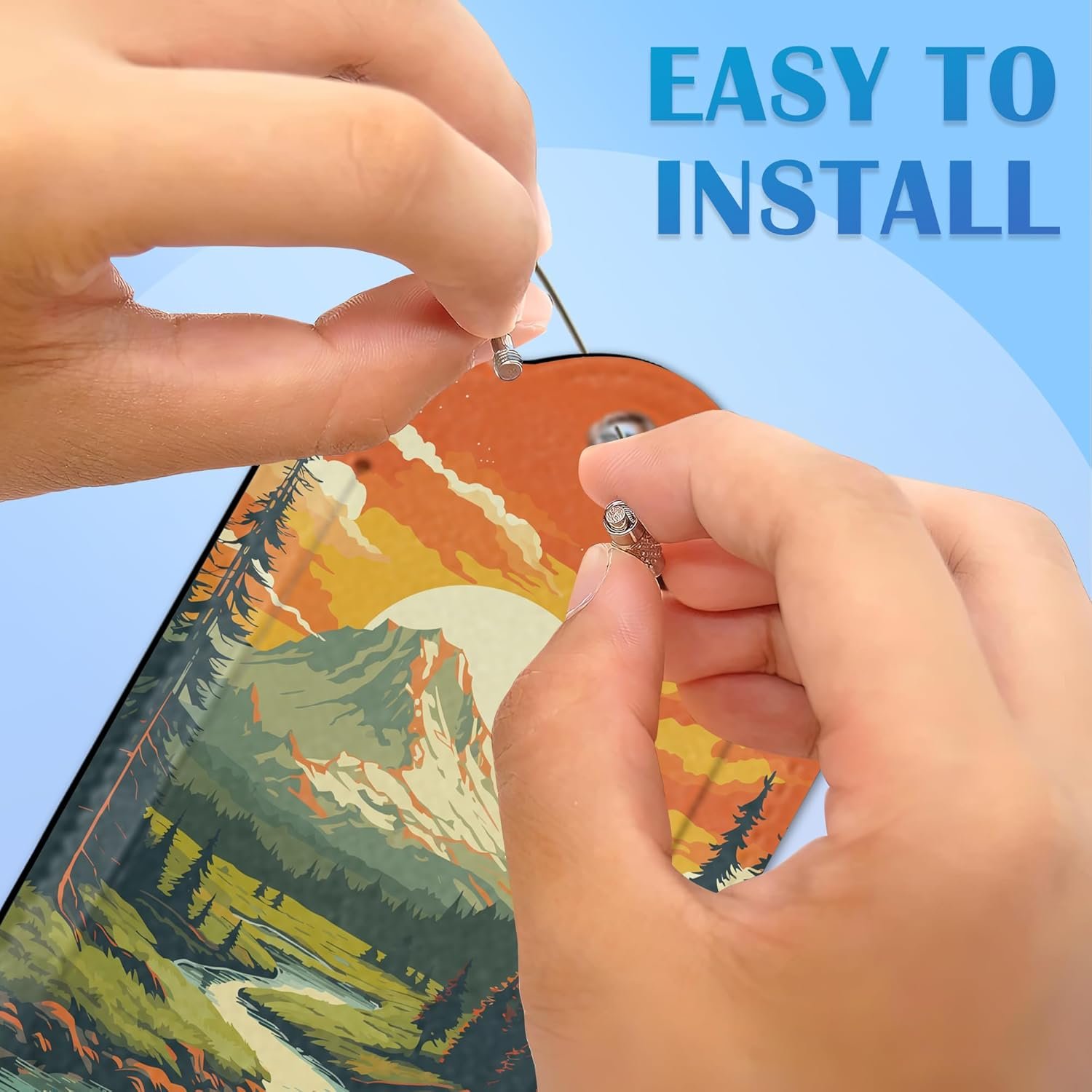 Vintage Mountain 2 Pack Luggage Tag for Suitcase, Cute Unique Leather Bag Tags Identifiers Privacy Cover ID Label with Durable Steel Loop for Women Men Kids Girls Travel - Image 3