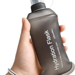 GYGYL Soft Flask, TPU Collapsible Soft Water Bottle for Hydration Pack, Running Vest, Leak-Proof Folding Water Bottle for Hiking Cycling Climbing Jogging-250ml Grey