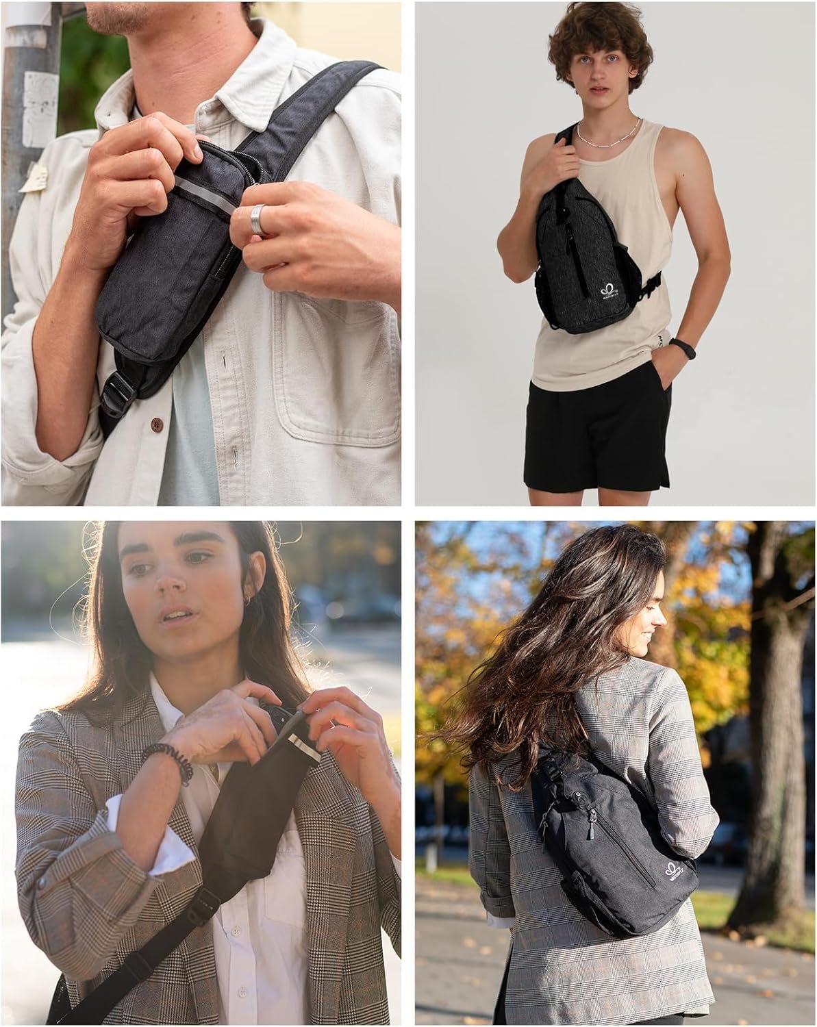 WATERFLY Crossbody Sling Backpack Sling Bag Travel Hiking Chest Bag Daypack (Black) - Image 3