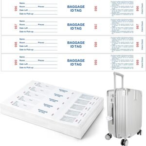 1000 Hotel Luggage ID Tags with Transfer Tape on Back Paper Baggage Claim Check Tags Numbering from 000 to 999 Baggage Identification for Hotel Suitcase Motel Bag (White)