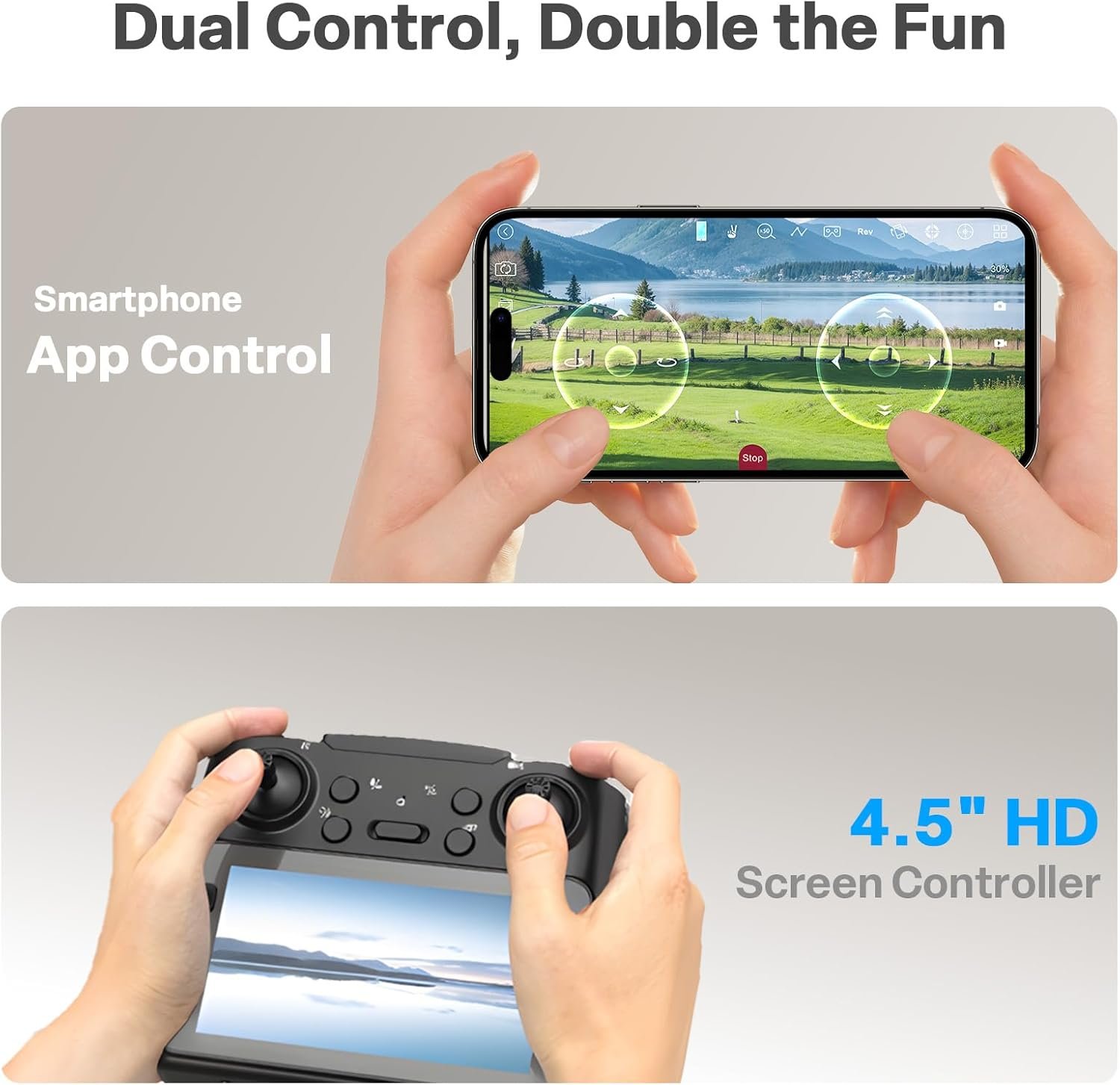 Drone for Kids with Camera and 4.5" Screen Remote – Beginner RC Drone with Brushless Motor, Optical Flow Hover, One-Key Takeoff, FPV Video, 2 Batteries - Image 2