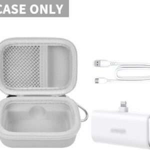 Boobowl Case Compatible with Anker Nano Portable Charger Power Bank, 5,000 Mah, with Built-in Lightning Connector, Charging Battery Pack Storage Holder for amelema/for LanLuk/for Feob -White