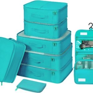 DIMJ Packing Cubes for Travel – Organizer Bags Set for Carry on Suitcase Lightweight Packing Cubes for Suitcase Cubes for luggage with Large Toiletries Bag (Green)