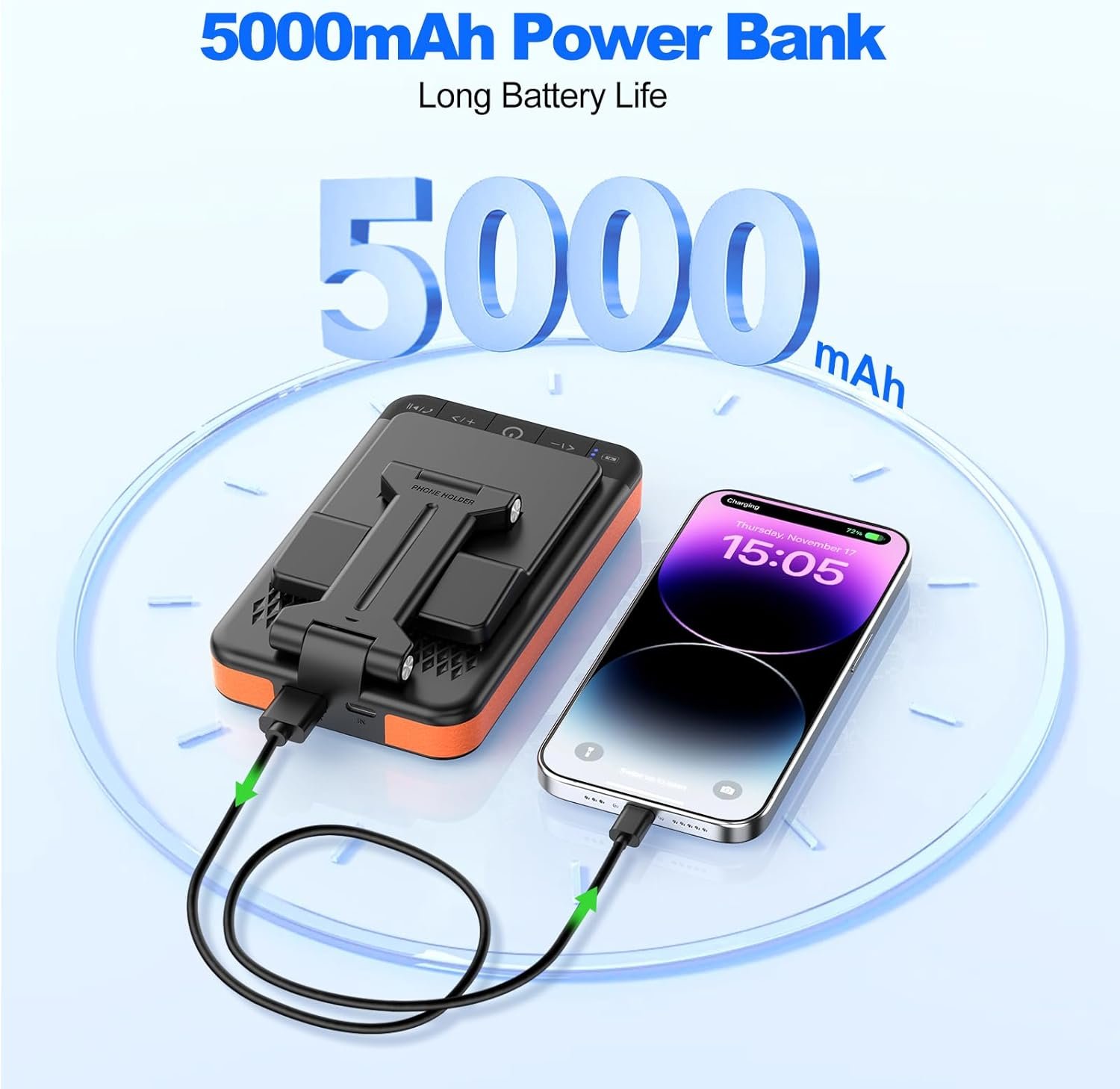 JTEMAN Bluetooth Speaker Phone Stand with Power Bank,Portable Foldable Charging Speaker Stand,Birthday Gifts for Men and Women Tech Gadgets - Image 2