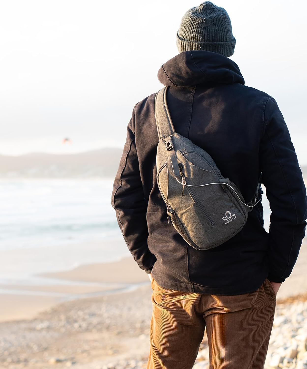 WATERFLY Crossbody Sling Backpack Sling Bag Travel Hiking Chest Bag Daypack (Black) - Image 7