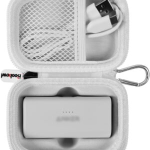 Boobowl Case Compatible with Anker Nano Portable Charger Power Bank, 5,000 Mah, with Built-in Lightning Connector, Charging Battery Pack Storage Holder for amelema/for LanLuk/for Feob -White