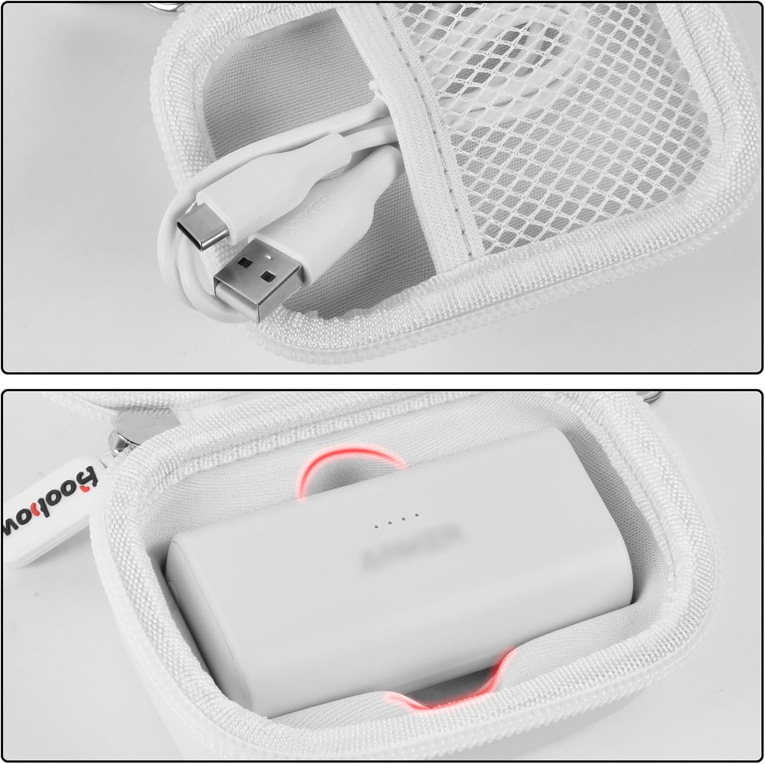 Boobowl Case Compatible with Anker Nano Portable Charger Power Bank, 5,000 Mah, with Built-in Lightning Connector, Charging Battery Pack Storage Holder for amelema/for LanLuk/for Feob -White - Image 3