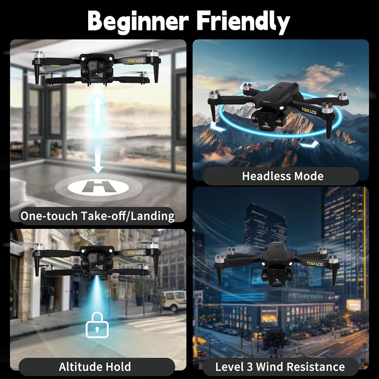 Brushless Motor Drone with LCD Screen Remote Control Drone for Beginners Drones with Camera Foldable RC Quadcopter for Adults TD12LCD - Image 4