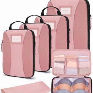BAGSMART Compression Packing Cubes, 6 PCS Packing Cubes for Suitcases, Travel Bags Organizer for Luggage, Lightweight Packing Cube for Travel Essentials