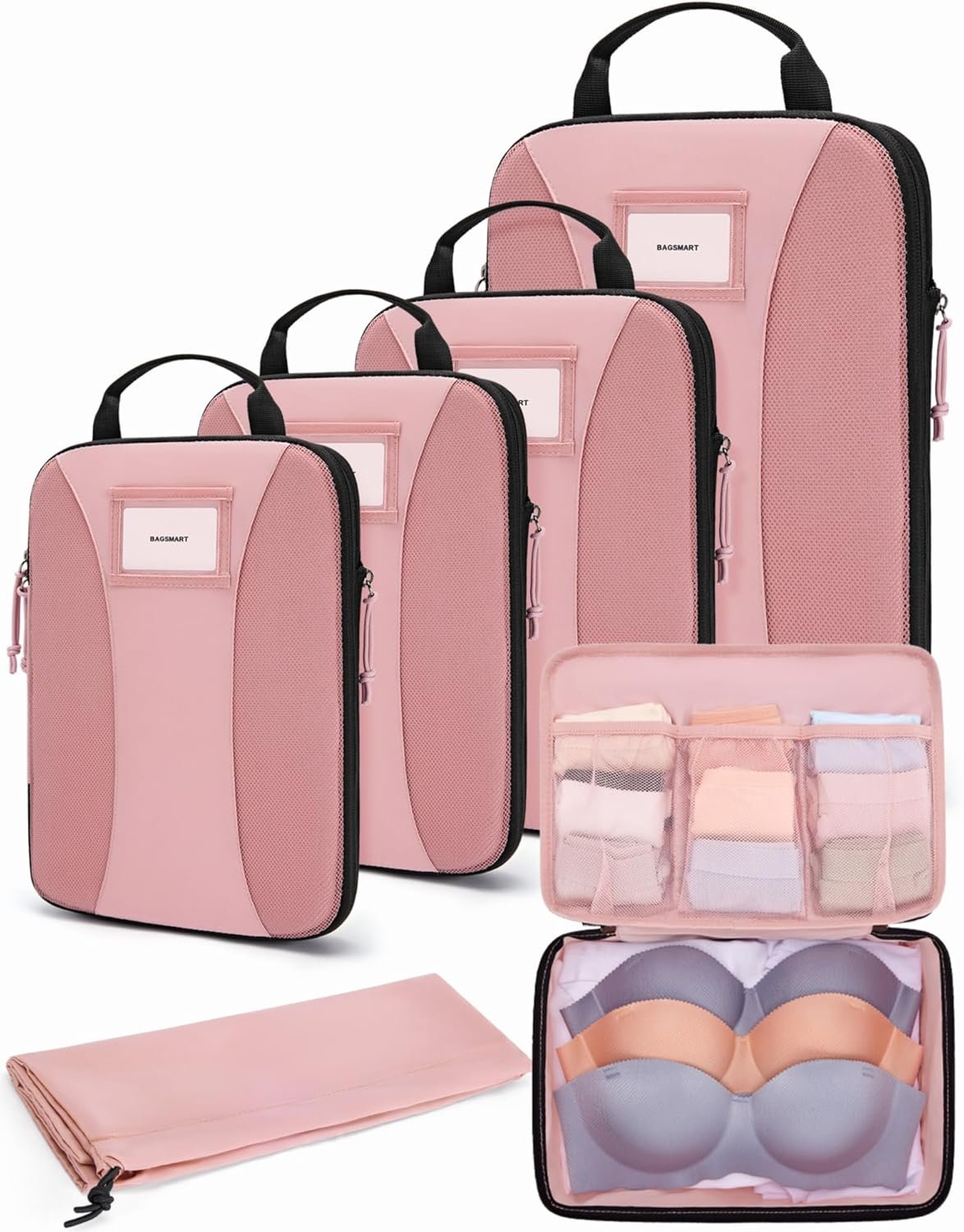 BAGSMART Compression Packing Cubes, 6 PCS Packing Cubes for Suitcases, Travel Bags Organizer for Luggage, Lightweight Packing Cube for Travel Essentials