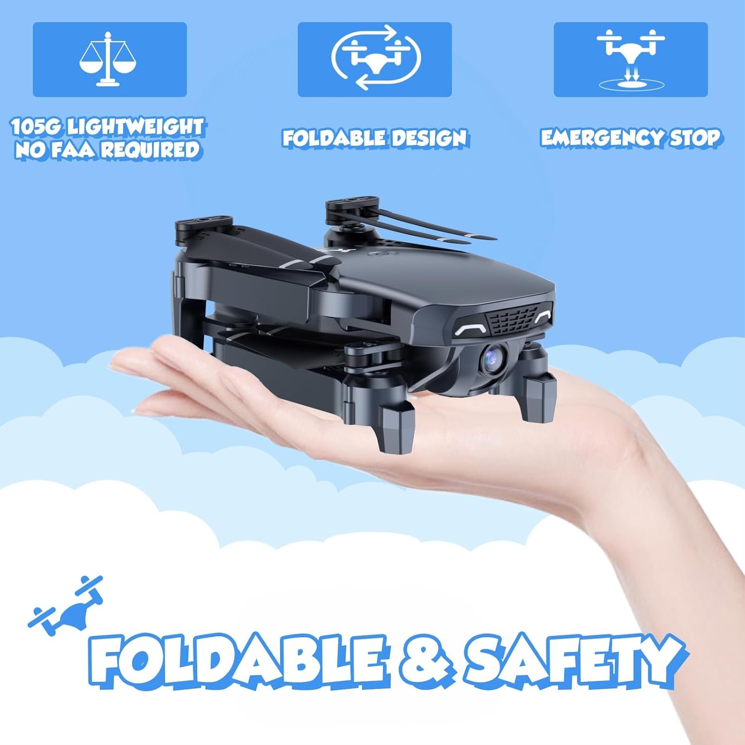 NEHEME Drones for Kids with Camera - Remote Control Helicopter Toys Gifts for Boys Girls, 1080P HD FPV RC Quadcopter for Adults, One Key Start/Land, Altitude Hold, Gravity Control, 2 Batteries, Black - Image 9