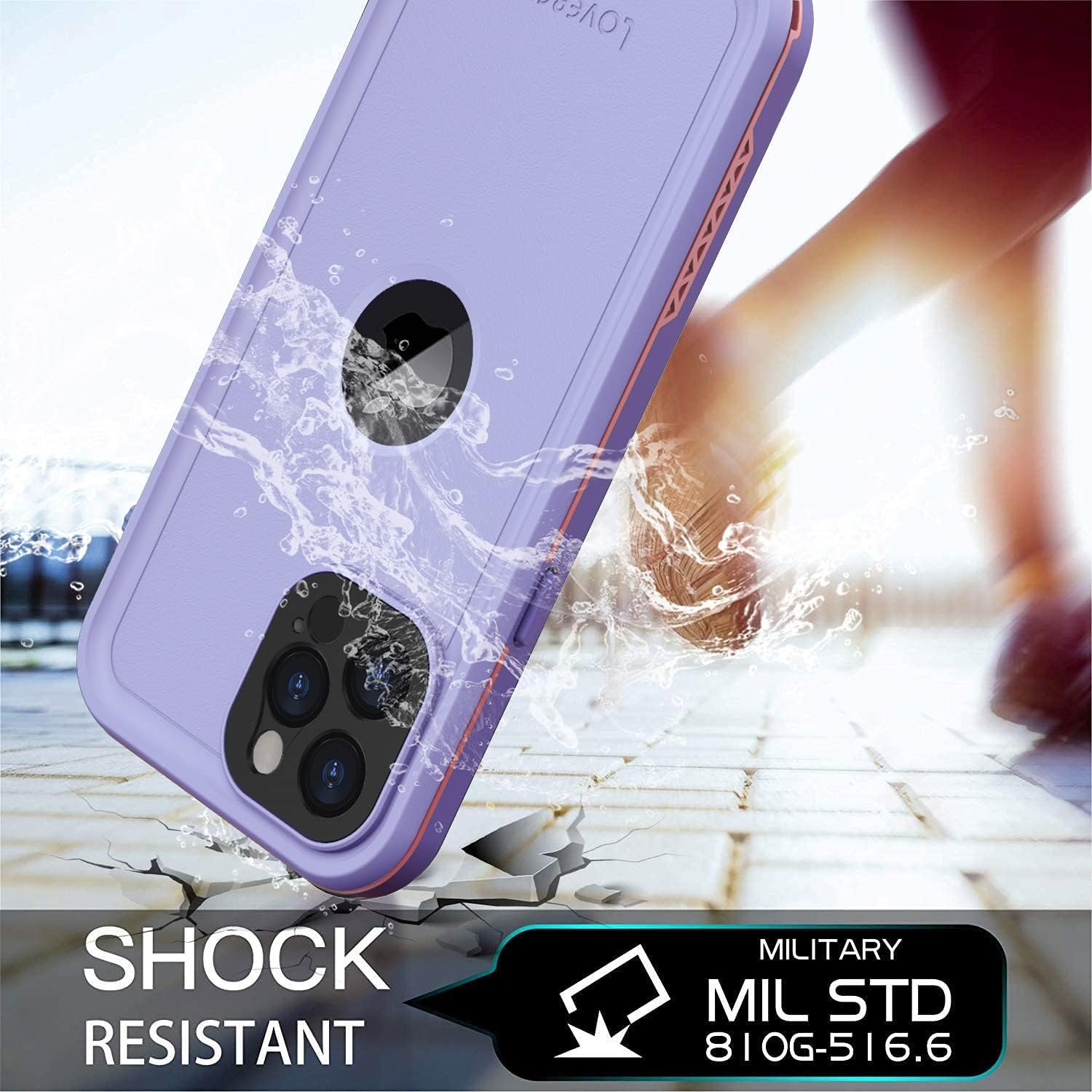 for iPhone 12 Pro Max Case, Waterproof, Full Body Shockproof Cover with Screen Protector for iPhone 12 Promax - Purple - Image 3