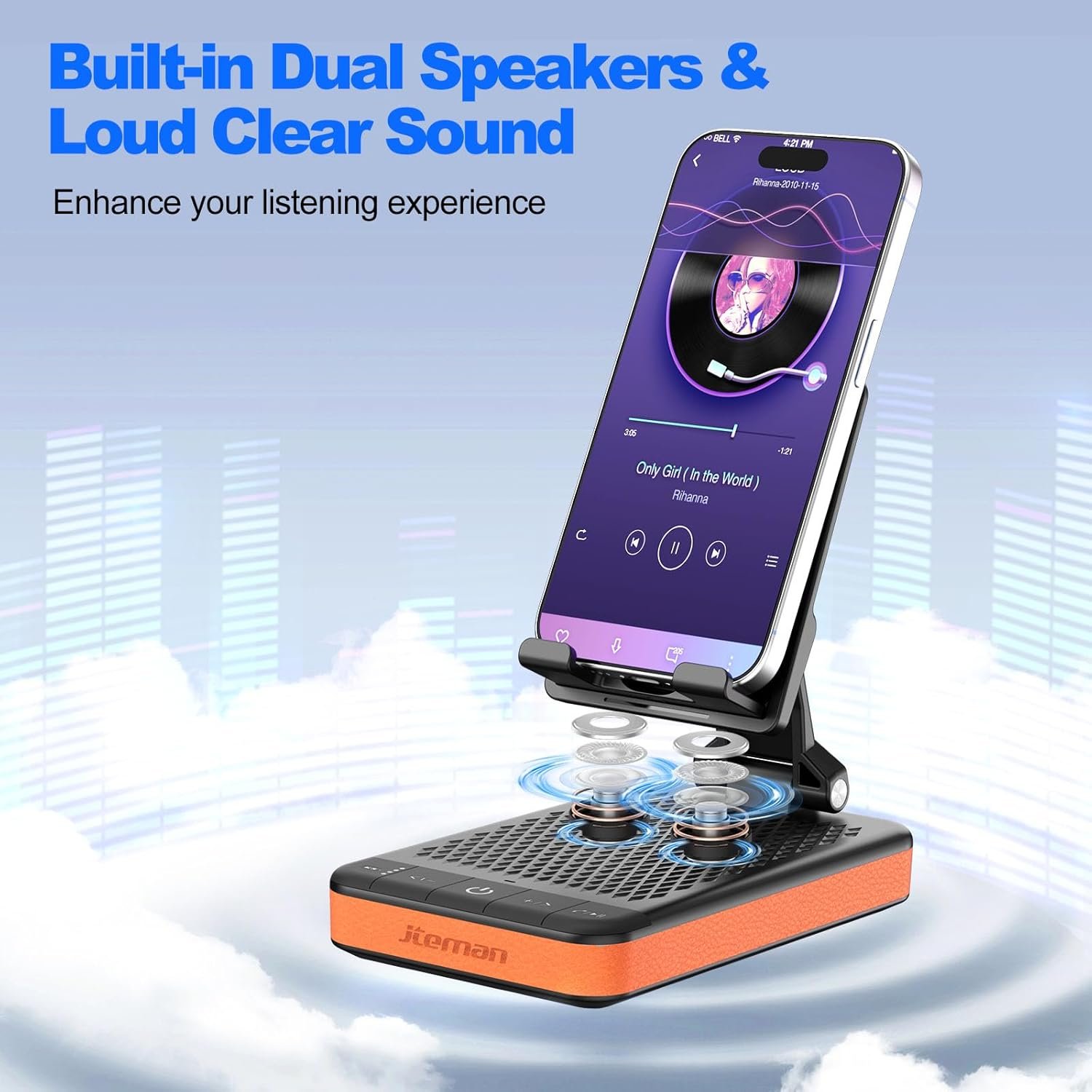 JTEMAN Bluetooth Speaker Phone Stand with Power Bank,Portable Foldable Charging Speaker Stand,Birthday Gifts for Men and Women Tech Gadgets - Image 6