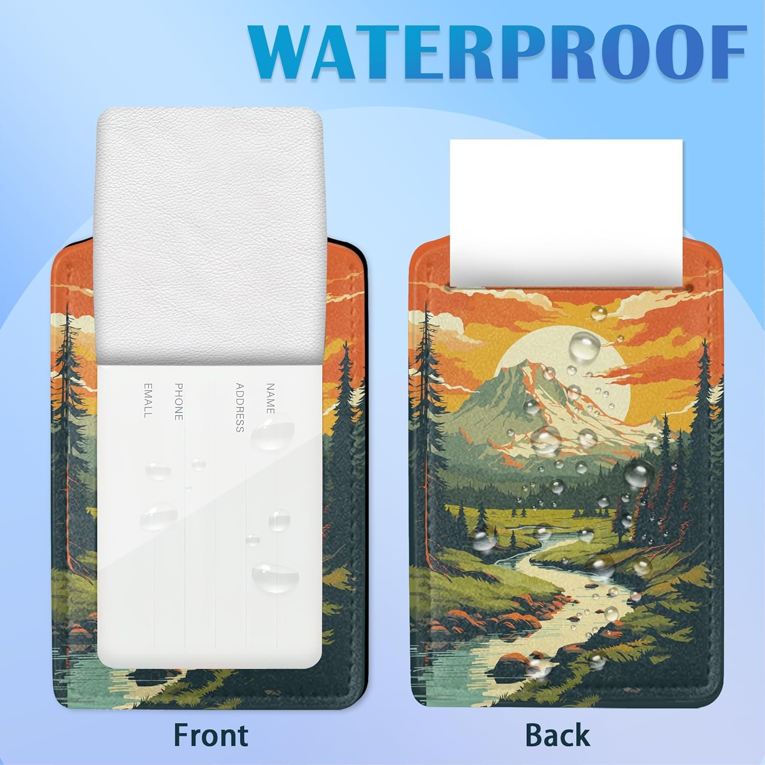 Vintage Mountain 2 Pack Luggage Tag for Suitcase, Cute Unique Leather Bag Tags Identifiers Privacy Cover ID Label with Durable Steel Loop for Women Men Kids Girls Travel - Image 4