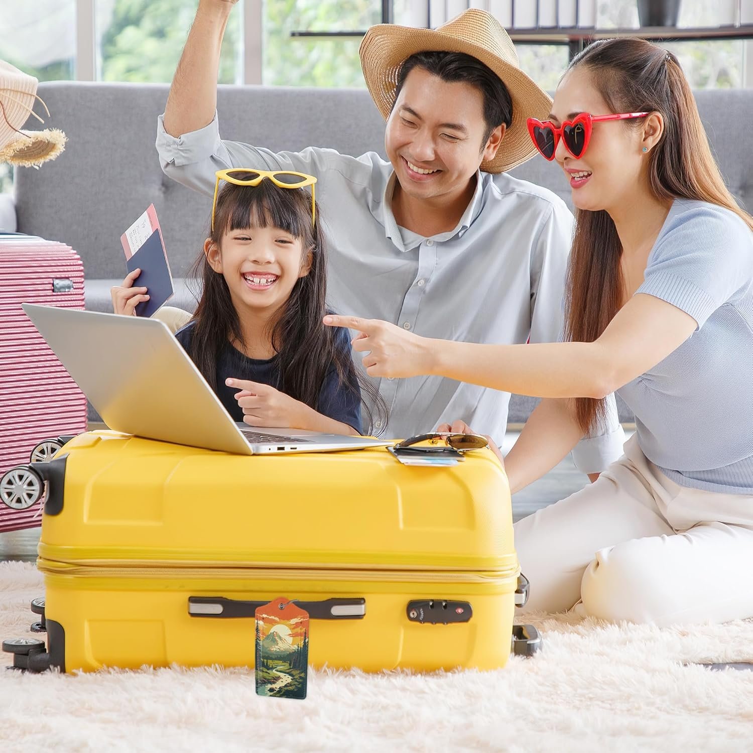 Vintage Mountain 2 Pack Luggage Tag for Suitcase, Cute Unique Leather Bag Tags Identifiers Privacy Cover ID Label with Durable Steel Loop for Women Men Kids Girls Travel - Image 6