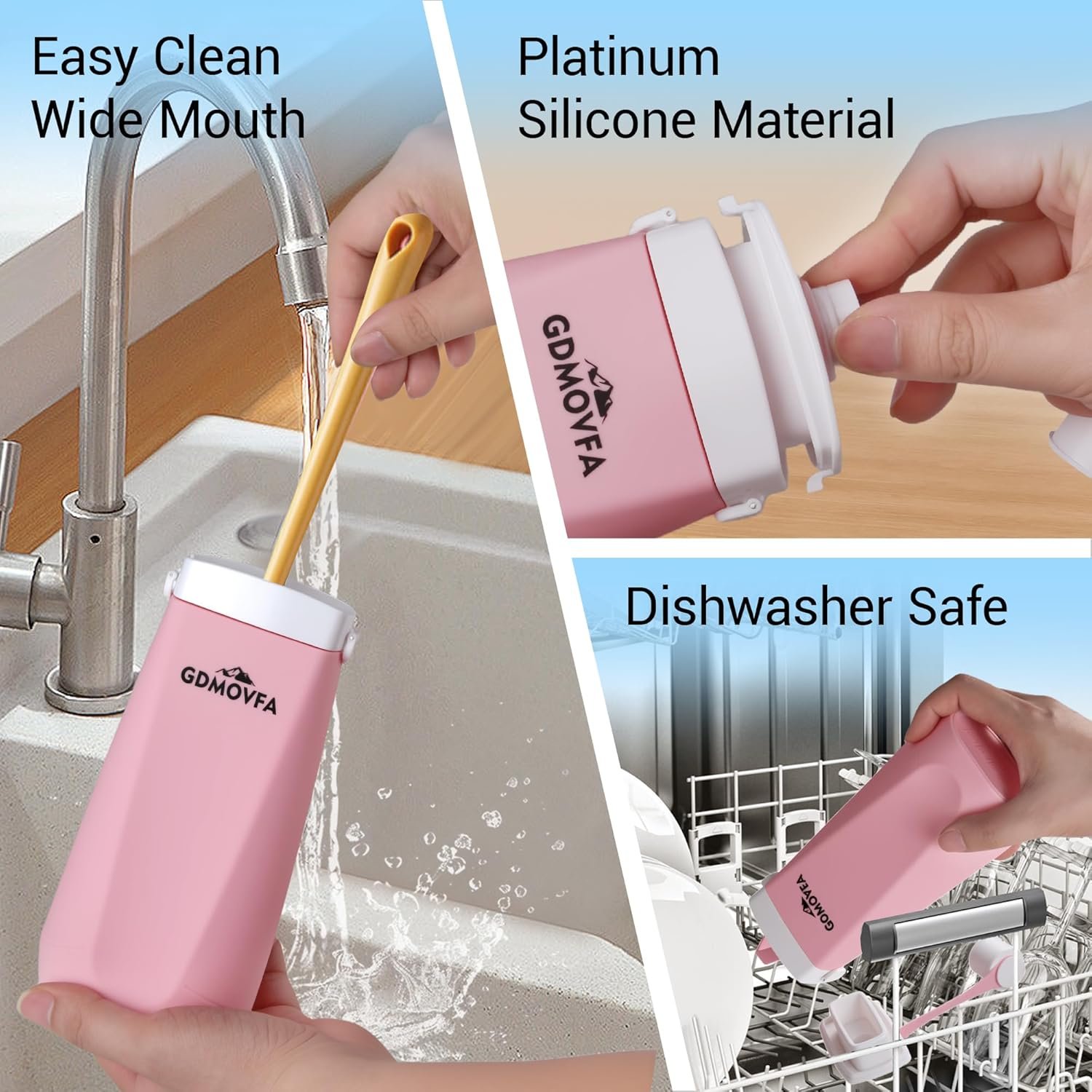 Collapsible Water Bottles,20oz Reusable Silicone Foldable Water Bottle,Portable Leak-proof Travel Water Bottle for Traveling Camping Hiking Cycling Yoga Sports Outdoor - Image 4