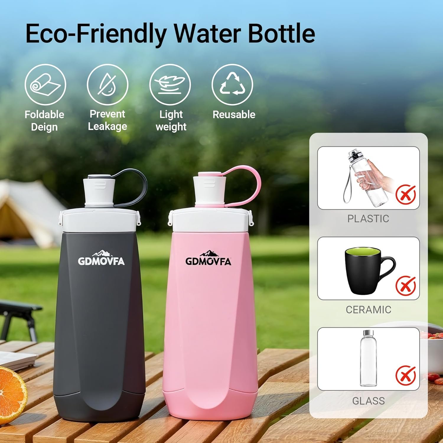 Collapsible Water Bottles,20oz Reusable Silicone Foldable Water Bottle,Portable Leak-proof Travel Water Bottle for Traveling Camping Hiking Cycling Yoga Sports Outdoor - Image 6