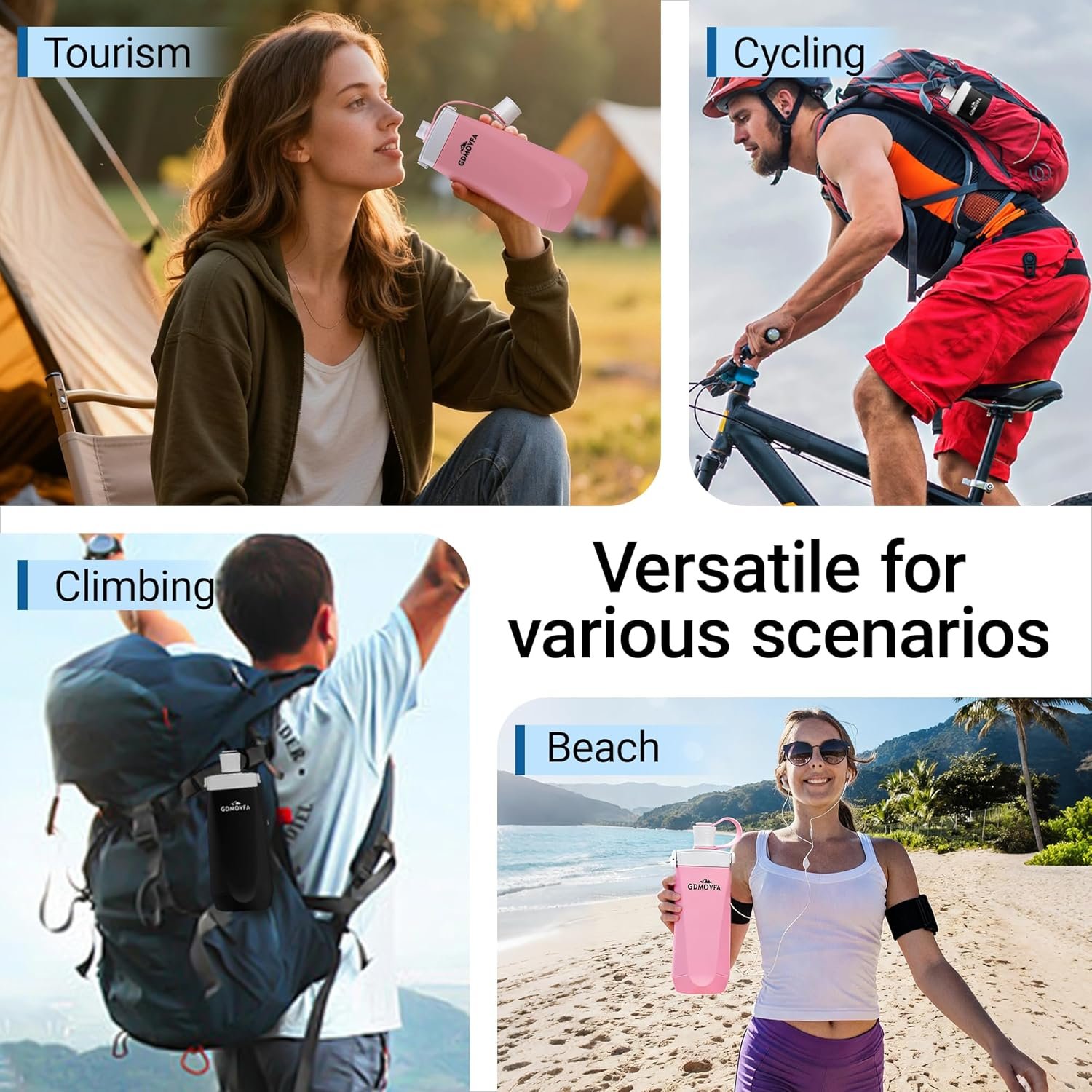Collapsible Water Bottles,20oz Reusable Silicone Foldable Water Bottle,Portable Leak-proof Travel Water Bottle for Traveling Camping Hiking Cycling Yoga Sports Outdoor - Image 5