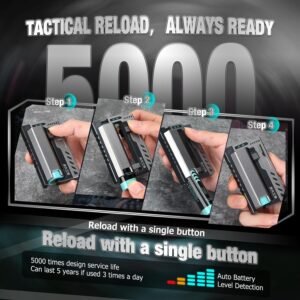 Portable Charger Case Power Bank,Tactical Style Design Portable Battery Charger Shell 20W USB-C for Multi-Device Charging,for iPhone 16/15 Series,MacBook,Samsung(Battery Not Included)