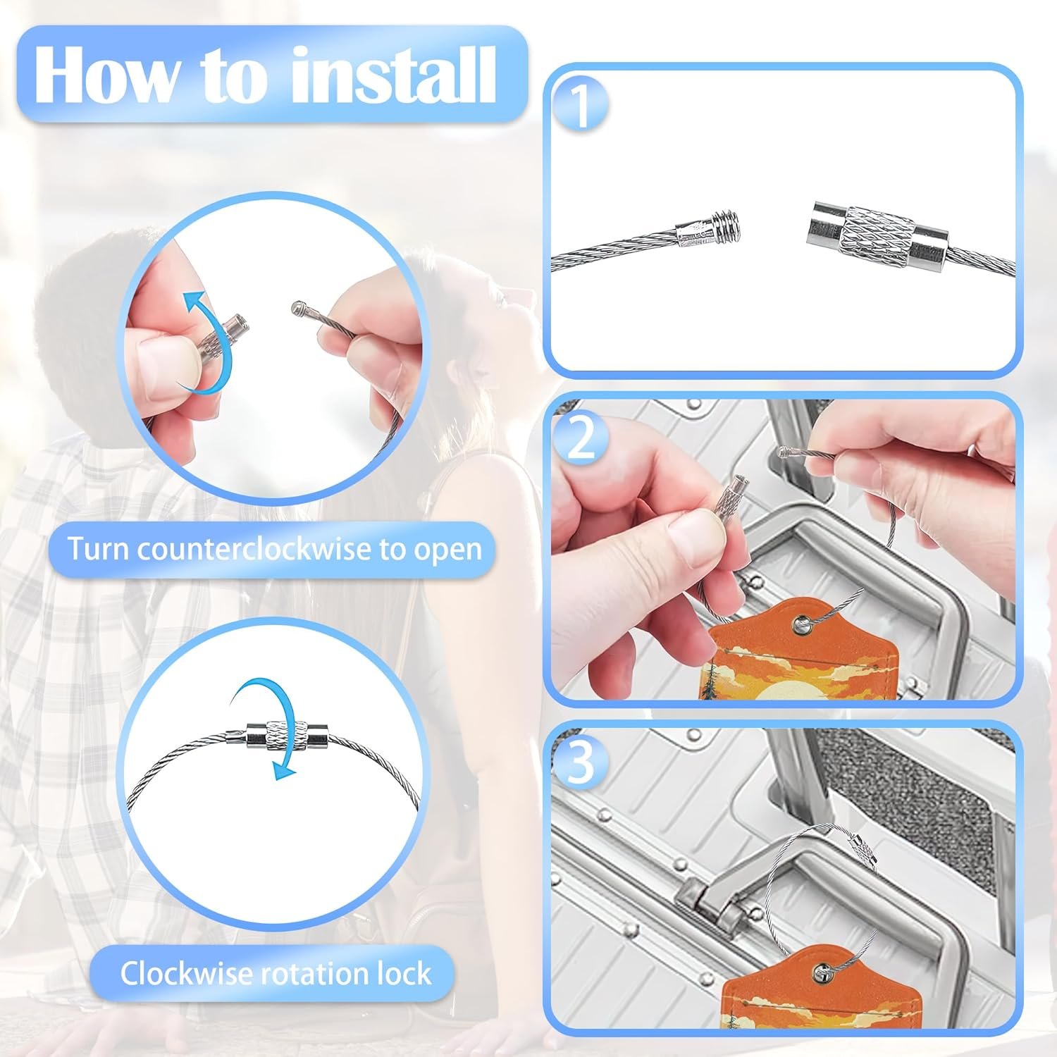 Vintage Mountain 2 Pack Luggage Tag for Suitcase, Cute Unique Leather Bag Tags Identifiers Privacy Cover ID Label with Durable Steel Loop for Women Men Kids Girls Travel - Image 5