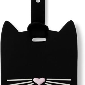 Kate Spade New York Silicone Luggage Tag with Durable Strap, Black Cat