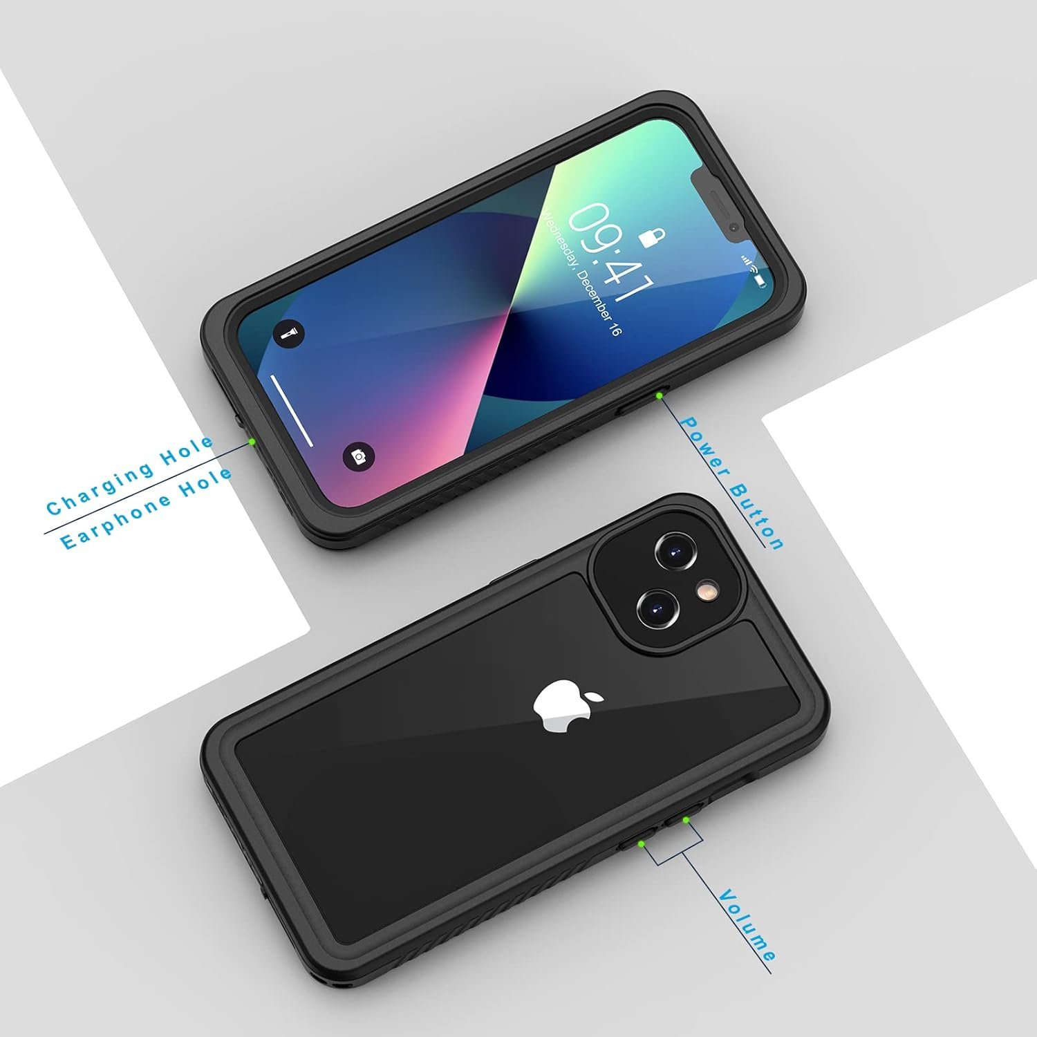 Lanhiem for iPhone 13 Case, IP68 Waterproof Dustproof Shockproof Cases with Built-in Screen Protector, Full Body Sealed Protective Front and Back Cover for iPhone 13, 6.1 inch (Black) - Image 6
