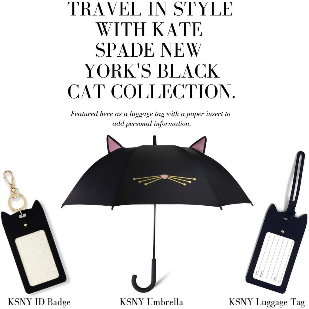 Kate Spade New York Silicone Luggage Tag with Durable Strap, Black Cat - Image 5