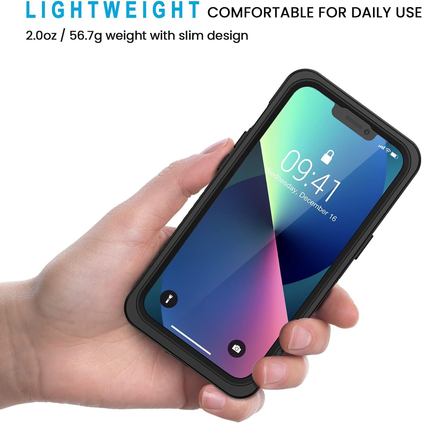 Lanhiem for iPhone 13 Case, IP68 Waterproof Dustproof Shockproof Cases with Built-in Screen Protector, Full Body Sealed Protective Front and Back Cover for iPhone 13, 6.1 inch (Black) - Image 2