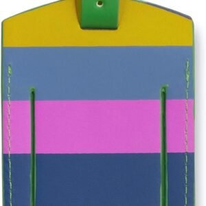 Kate Spade New York Vegan Leather Luggage Tag for Women, Durable Suitcase ID Tag, Enchanted Stripe
