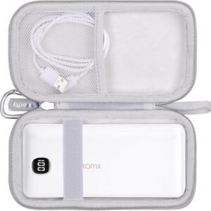 Case for VEEKTOMX Portable Charger with Built in Cables 10000mAh / 20000mAh Power Bank for iPhone with AC Wall Plug – Hard Protective Travel Carrying Storage Bag (Grey)